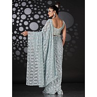 Womanista Womens Woven Georgette Ready to Wear Saree TI3325Blue