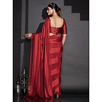 Womanista Womens Striped Satin Saree (Ti_3356_Red)