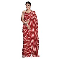 Womanista Womens Printed Georgette Ready to Wear Saree TI3360Red