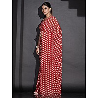 Womanista Womens Printed Georgette Ready to Wear Saree TI3360Red