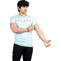 Fuaark Mens Round Neck Slim Fit Gym Active Wear Sports Tshirt For Workout Casual Wear Sky Blue Xxlarge