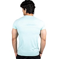 Fuaark Mens Round Neck Slim Fit Gym Active Wear Sports Tshirt For Workout Casual Wear Sky Blue Xxlarge