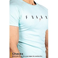 Fuaark Mens Round Neck Slim Fit Gym Active Wear Sports Tshirt For Workout Casual Wear Sky Blue Xxlarge