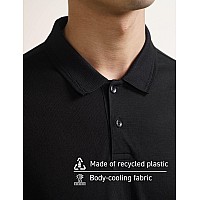 Damensch Constant Mens Alldegree Thermoregulating Pique 500 Day Polo Tshirt 2 Btn Pack Of 1Jet Blacksmall