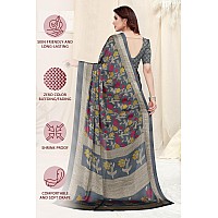 MIRCHI FASHION Womens Plain Weave Chiffon Floral Printed Saree with Blouse Piece (38531-Grey, Red)