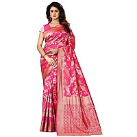 C J Enterprise Womens Pure Kanjivaram Soft Silk Saree Banarasi Design Wear Pattu Sarees Latest Party Cotton Sari collections With Blouse Piece for Wedding sadi new ladies 2023 2024 (Pari37 Rani Pink)