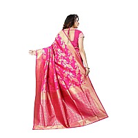 C J Enterprise Womens Pure Kanjivaram Soft Silk Saree Banarasi Design Wear Pattu Sarees Latest Party Cotton Sari collections With Blouse Piece for Wedding sadi new ladies 2023 2024 (Pari37 Rani Pink)