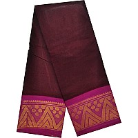 Madurai Pure Sungudi Cotton Saree Double Side Medium Size Border Plain Body Without Blouse Saree for women Dark Maroon