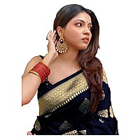 C J Enterprise Womens Banarasi Silk Saree Pure Kanjivaram Silk Saree Soft Wear Pattu Sarees Latest Cotton Party Sari With Blouse