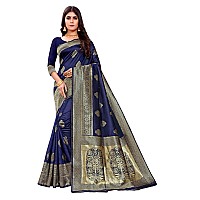 C J Enterprise Womens Banarasi Silk Saree Pure Kanjivaram Silk Saree Soft Wear Pattu Sarees Latest Cotton Party Sari With Blouse