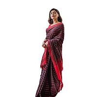 Sareekatha Womens Handloom Cotton Saree with Running Blouse Piece black