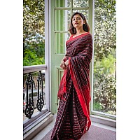 Sareekatha Womens Handloom Cotton Saree with Running Blouse Piece black