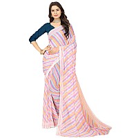 rangita Women Leheria Striped Georgette Saree With Blouse Piece - Pink (SIZE 5.5 MTR)