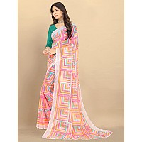 rangita Women Abstract Printed Georgette Saree With Blouse Piece - Pink,8905723224066