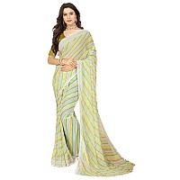 rangita Women Leheria Striped Georgette Saree With Blouse Piece - Green