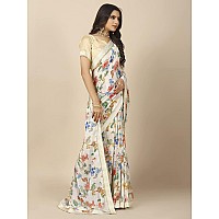 rangita Women Floral Printed Georgette Saree With Blouse Piece - Off White (SIZE 5.5 MTR)