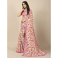 rangita Women Floral Printed Georgette Saree With Blouse Piece - Pink (SIZE 5.5 MTR)