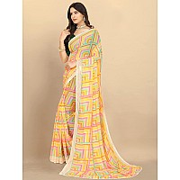 rangita Women Abstract Printed Georgette Saree With Blouse Piece - Yellow (SIZE 5.5 MTR)