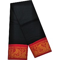 Madurai Pure Sungudi Cotton Saree Double Side Medium Size Border Plain Body Without Blouse Saree for women Black Orange