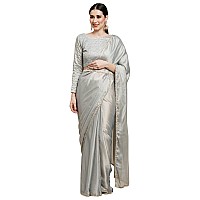 AKHILAM Womens Georgette Solid Designer Saree With Blouse Piece (Metallic_GLMP1101)