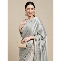 AKHILAM Womens Georgette Solid Designer Saree With Blouse Piece (Metallic_GLMP1101)