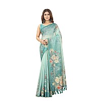 Enthone Womens Chanderi Tissue Silk Saree With Unstiched Blouse Piece SzWAir1528 Blue