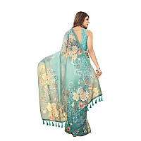 Enthone Womens Chanderi Tissue Silk Saree With Unstiched Blouse Piece SzWAir1528 Blue