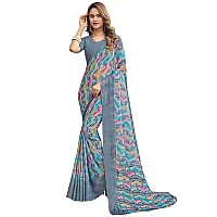 Jaanvi fashion Womens Printed Chiffon Saree With Blouse Piece(star-chiffon-20404-a)