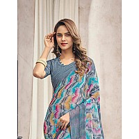 Jaanvi fashion Womens Printed Chiffon Saree With Blouse Piece(star-chiffon-20404-a)