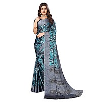 Yashika Womens Rangoli Chiffon Saree with Blouse Piece PARIKA Sky Blue