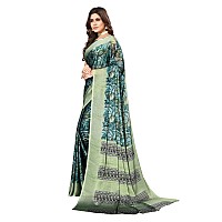 Yashika Womens Rangoli Chiffon Saree with Blouse Piece PARIKA LIGHT GREEN