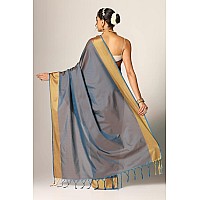 Leriya Fashion Womens Saree || Cotton Silk Solid Saree With Golden Border & Fancy Tassel On Pallu || Saree With Unstitched Blouse Piece || Printed Saree Perfect For Casual & Occasions. (Grey)