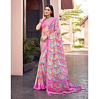 Amazon Brand - Anarva Womens Chiffon Printed Banarasi Border Saree With Blouse Piece(Savyaa-22801-B), Pink