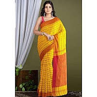 Sareekatha Womens Hand weaved Fish Motive Allover work Pure Cotton Khadi Saree with Contrast Blouse Piece Yellow