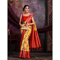 MIMOSA Womens Woven Design Kanjivaram Style Art Silk Saree With Blouse Piece Sa0000899Gd Golden