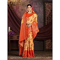 MIMOSA Womens Woven Design Kanjivaram Style Art Silk Saree With Blouse Piece SA0000899PC Peach