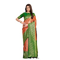 MIMOSA Womens Woven Design Kanjivaram Style Art Silk Saree With Blouse Piece : Sa0000892Or - Orange