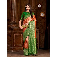 MIMOSA Womens Woven Design Kanjivaram Style Art Silk Saree With Blouse Piece : Sa0000892Or - Orange