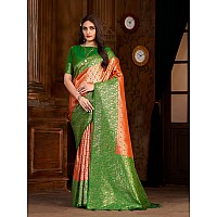 MIMOSA Womens Woven Design Kanjivaram Style Art Silk Saree With Blouse Piece : Sa0000892Or - Orange