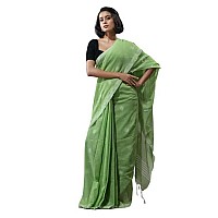 Sareekatha Womens Handloom Cotton Saree With Thread Work Border & Pallu With Unstitched Blouse (Color 11), Green