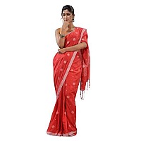 Sareekatha Womens Handloom Cotton Saree With Thread Work Border & Pallu With Unstitched Blouse (Color 15)