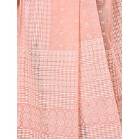 RATAN Pure Cotton Printed Mulmul Saree for Women with Blouse Piece MMZBPPCHPeach