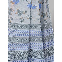 RATAN Pure Cotton Printed Mulmul Saree for Women with Blouse Piece FBRBP3665Grey