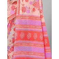 RATAN Pure Cotton Printed Mulmul Saree for Women with Blouse Piece FBRBP3666Peach