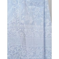 RATAN Pure Cotton Printed Mulmul Saree for Women with Blouse Piece MMZBPSKYSky Blue