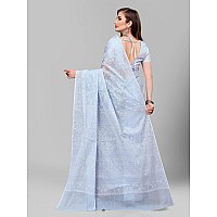 RATAN Pure Cotton Printed Mulmul Saree for Women with Blouse Piece MMZBPSKYSky Blue