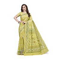 RATAN Pure Cotton Printed Mulmul Saree for Women with Blouse Piece BGMBP5872Green