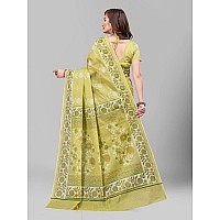 RATAN Pure Cotton Printed Mulmul Saree for Women with Blouse Piece BGMBP5872Green