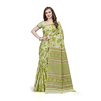 RATAN Pure Cotton Printed Mulmul Saree for Women with Blouse Piece FBRBP3667Green