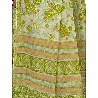 RATAN Pure Cotton Printed Mulmul Saree for Women with Blouse Piece FBRBP3667Green